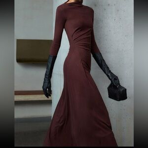 Elegant Brown Long Sleeve Dress